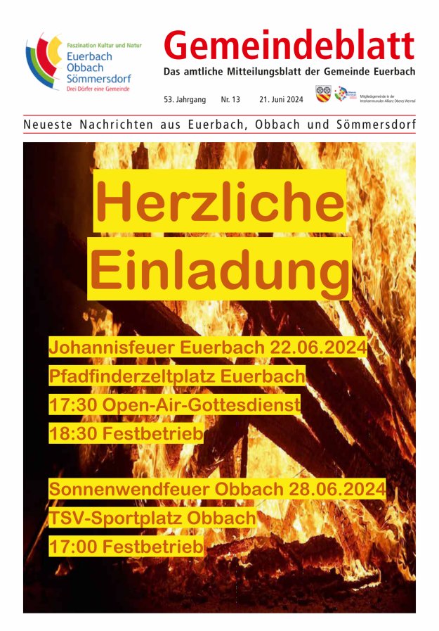 Titelblatt Gemeindeblatt der Gemeinde Euerbach Ausgabe: 11/2024