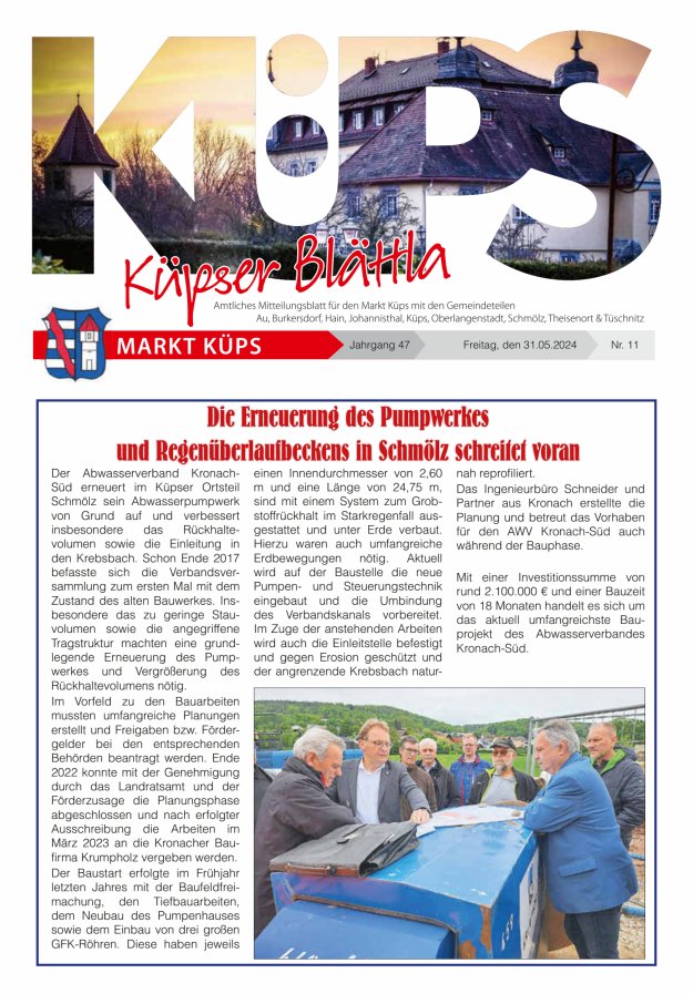 Titelblatt Amtliches Mitteilungsblatt der Gemeinde Küps Ausgabe: 09/2024