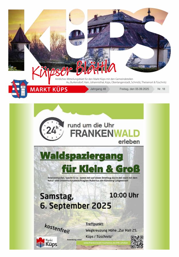 Titelblatt Amtliches Mitteilungsblatt der Gemeinde Küps Ausgabe: 09/2024