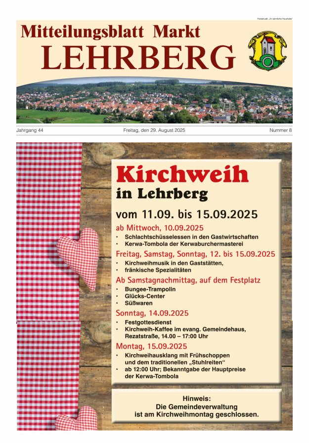 Titelblatt Mitteilungsblatt Markt Lehrberg