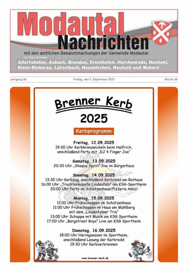 Titelblatt Modautal-Nachrichten