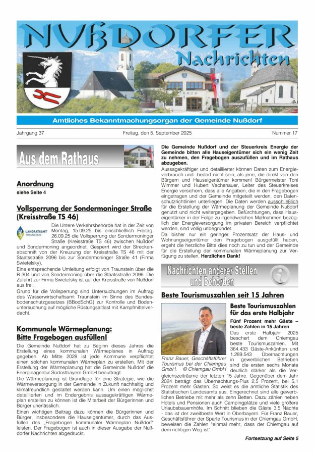 Titelblatt Nußdorfer Nachrichten