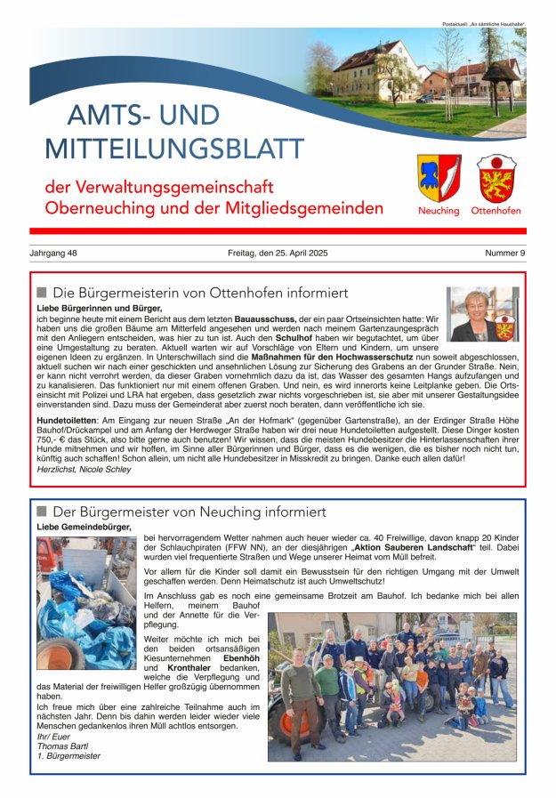 Titelblatt Amts- und Mitteilungsblatt der VG Oberneuching Ausgabe: 11/2024