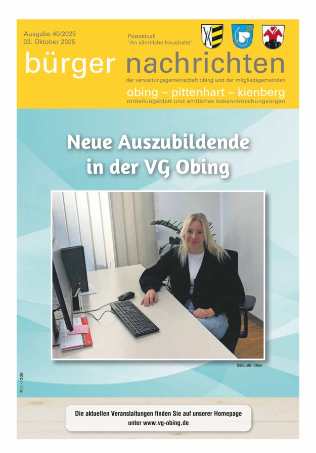 Titelblatt Bürger Nachrichten Obing, Pittenhart, Kienberg Ausgabe: 40/2025