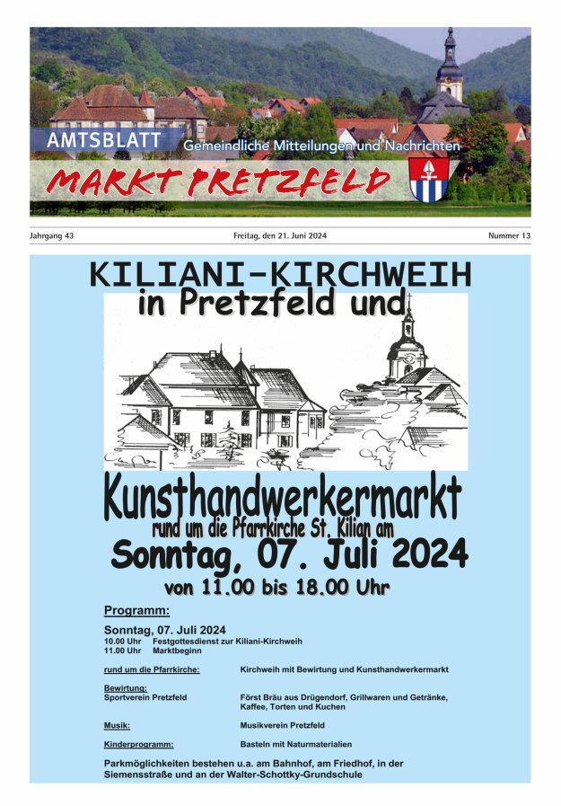 Titelblatt Amtsblatt Markt Pretzfeld Ausgabe: 11/2024