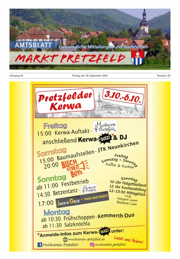 Titelblatt Amtsblatt Markt Pretzfeld Ausgabe: 11/2024