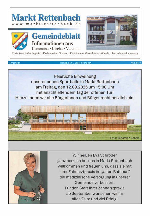 Titelblatt Gemeindeblatt Markt Rettenbach. Informationen aus Kommune, Kirche, Vereinen Ausgabe: 05/2024