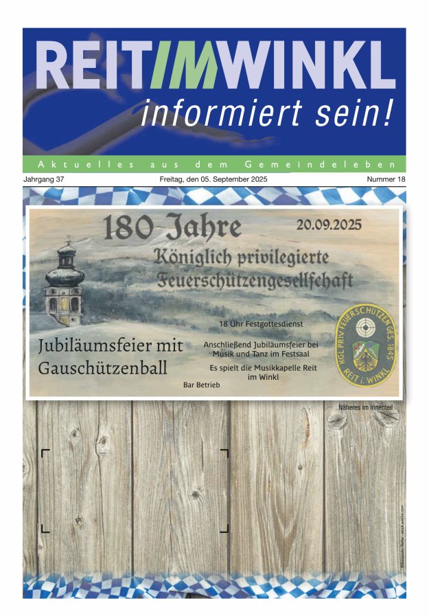 Titelblatt Reit im Winkl - informiert sein! Ausgabe: 08/2024