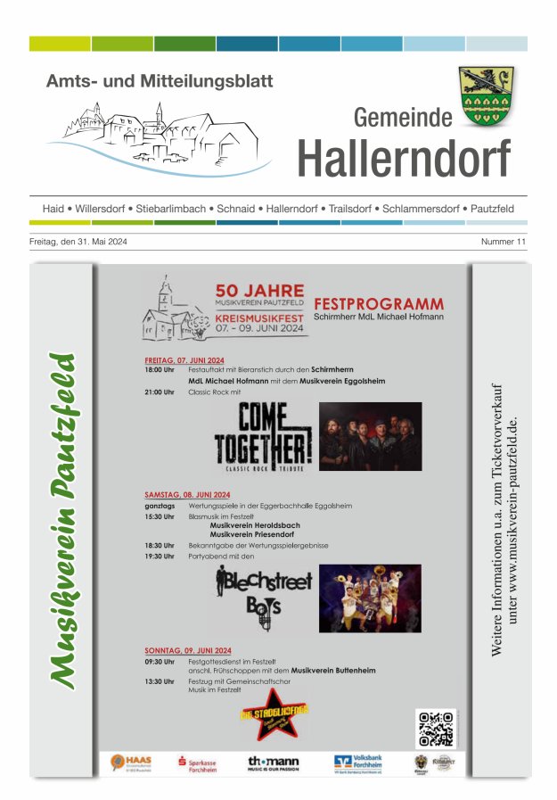 Titelblatt Amtsblatt der Gemeinde Hallerndorf Ausgabe: 10/2024