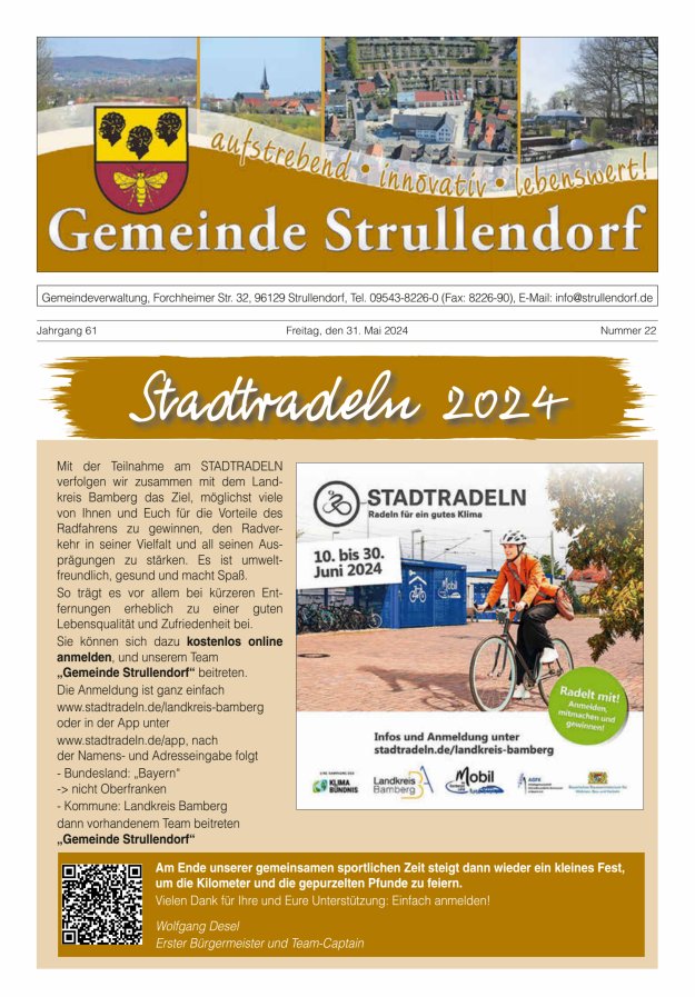 Titelblatt Gemeindeblatt Strullendorf Ausgabe: 18/2024