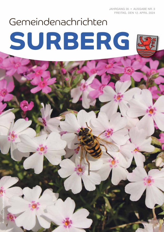 Titelblatt Gemeindenachrichten Surberg Ausgabe: 04/2024