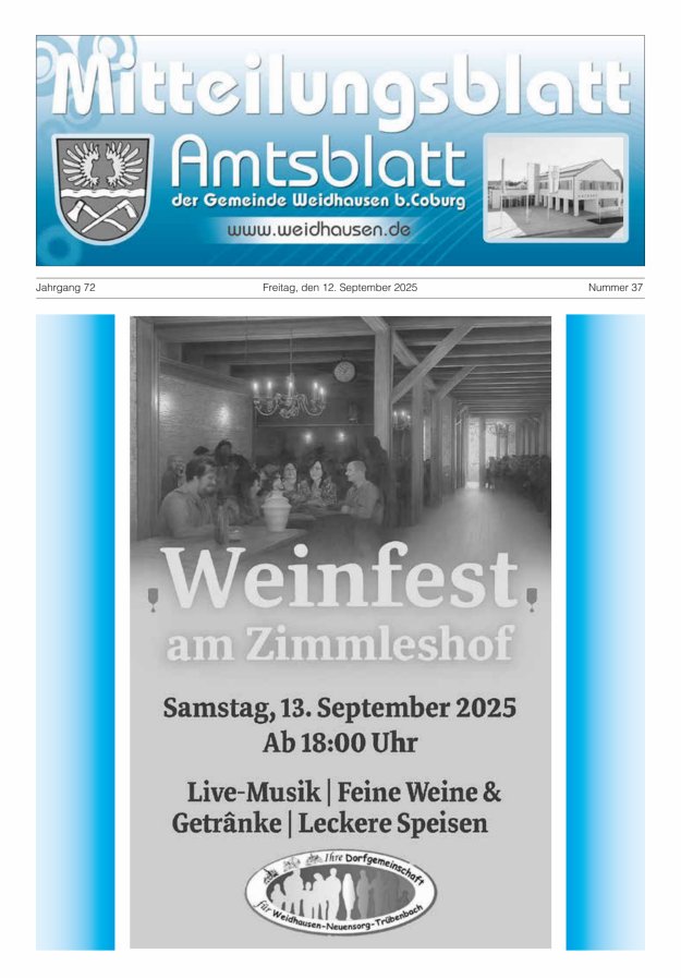 Titelblatt Mitteilungsblatt - Amtsblatt der Gemeinde Weidhausen b. Coburg Ausgabe: 18/2024