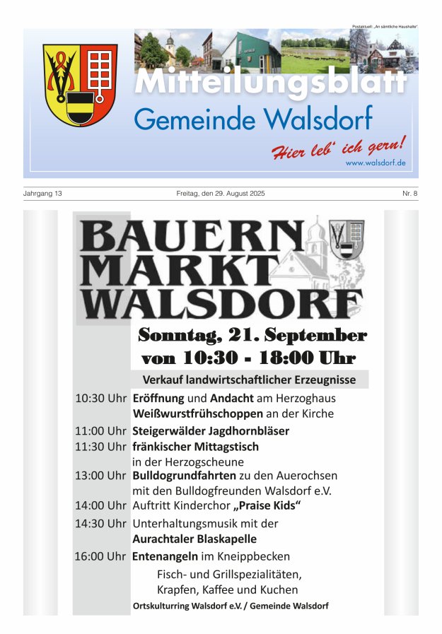 Titelblatt Mitteilungsblatt Gemeinde Walsdorf