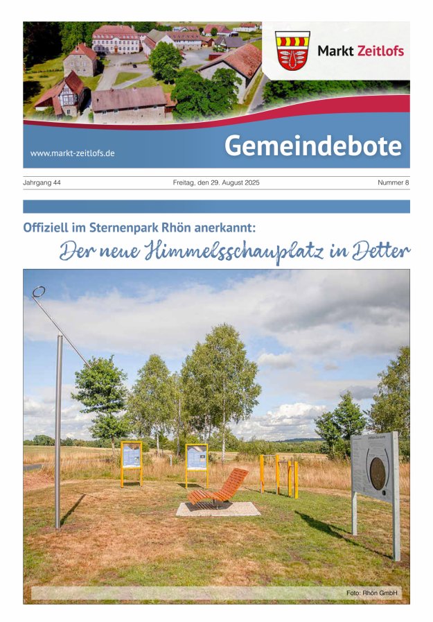 Titelblatt Gemeindebote des Marktes Zeitlofs