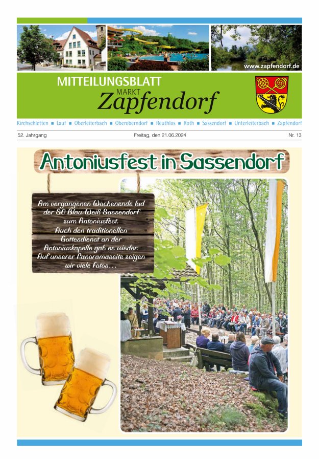 Titelblatt Mitteilungsblatt Markt Zapfendorf Ausgabe: 11/2024