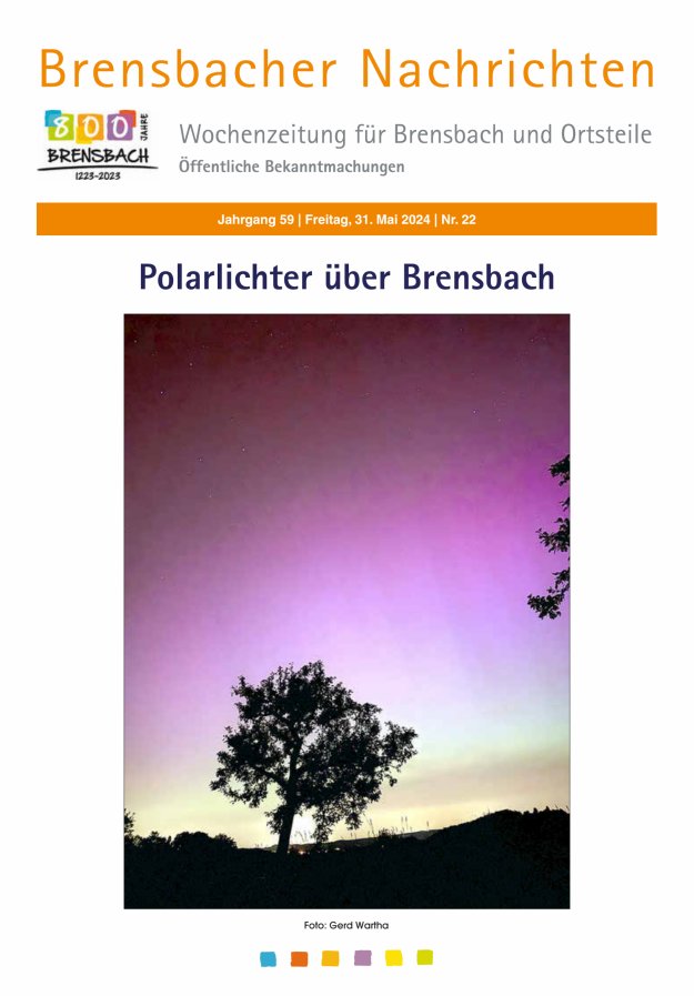 Titelblatt Brensbacher Nachrichten Ausgabe: 20/2024