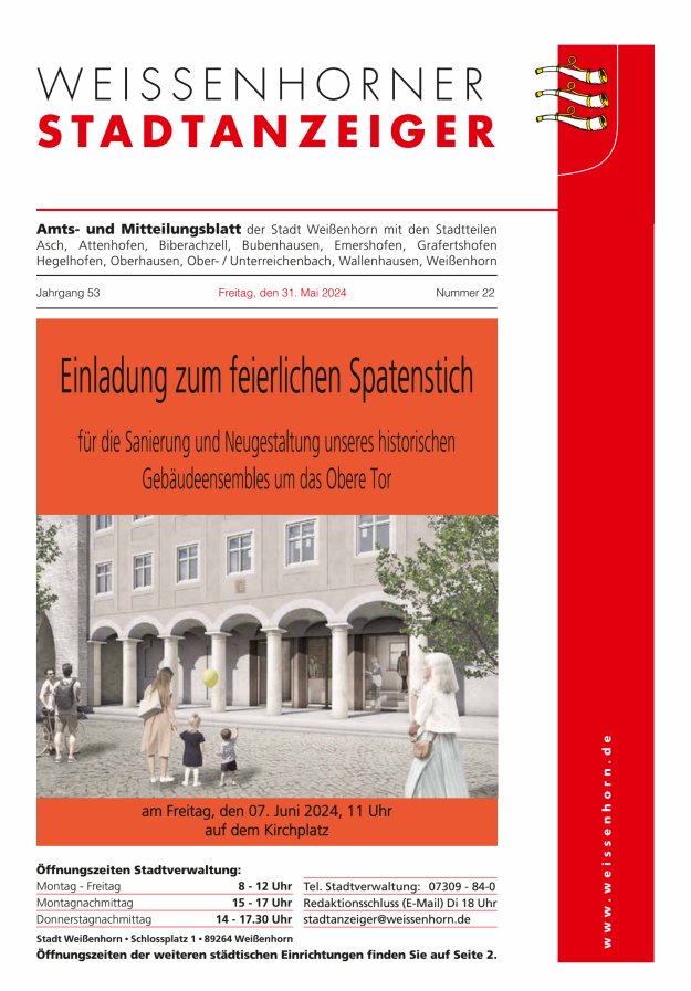 Titelblatt Weißenhorner Stadtanzeiger Ausgabe: 20/2024