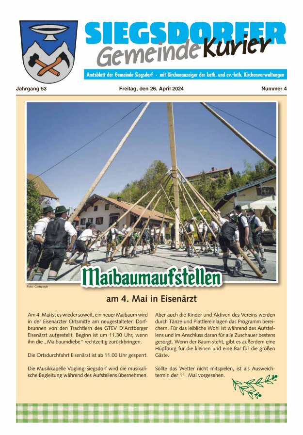 Titelblatt Siegsdorfer Gemeindekurier Ausgabe: 04/2024