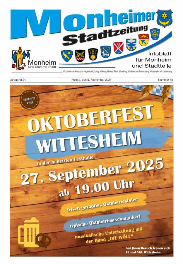 Titelblatt Monheimer Stadtzeitung