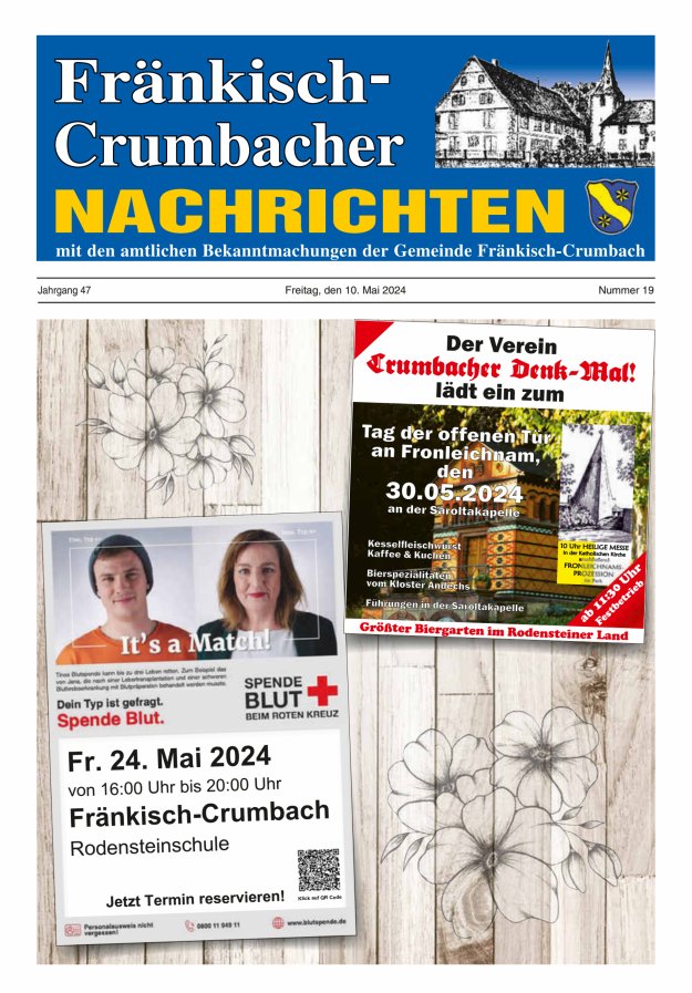 Titelblatt Fränkisch-Crumbacher Nachrichten Ausgabe: 18/2024