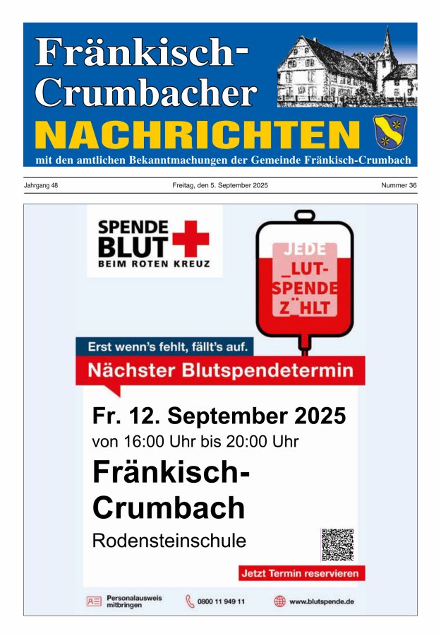 Titelblatt Fränkisch-Crumbacher Nachrichten Ausgabe: 20/2024