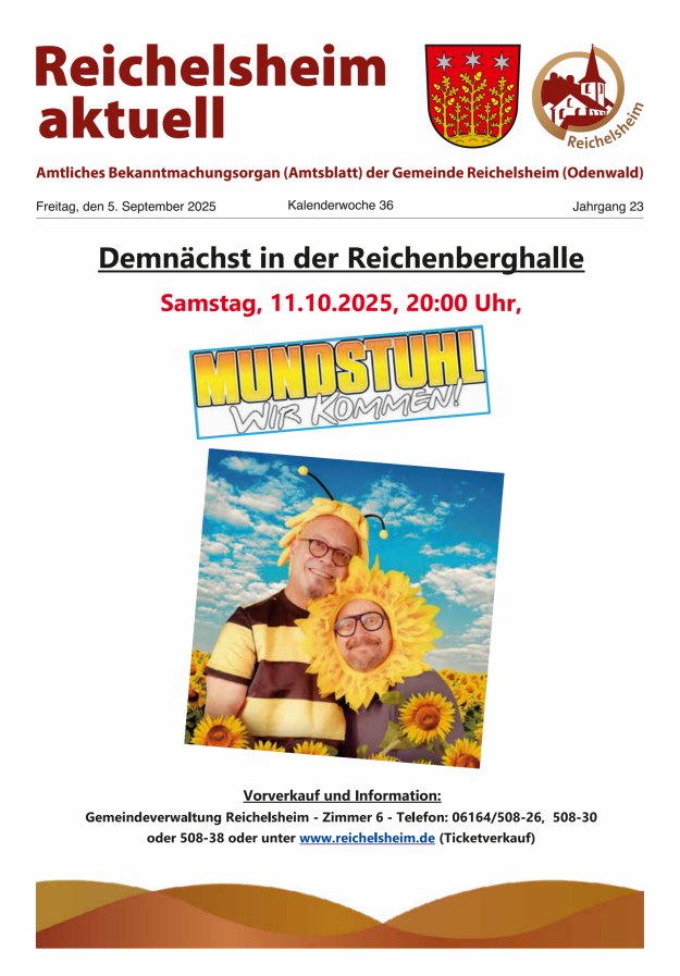 Titelblatt Reichelsheim aktuell. - Amtsblatt der Gemeinde Reichelsheim(Odenwald) Ausgabe: 17/2024