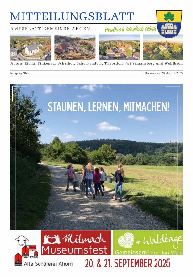 Titelblatt Amtsblatt der Gemeinde Ahorn Ausgabe: 05/2024