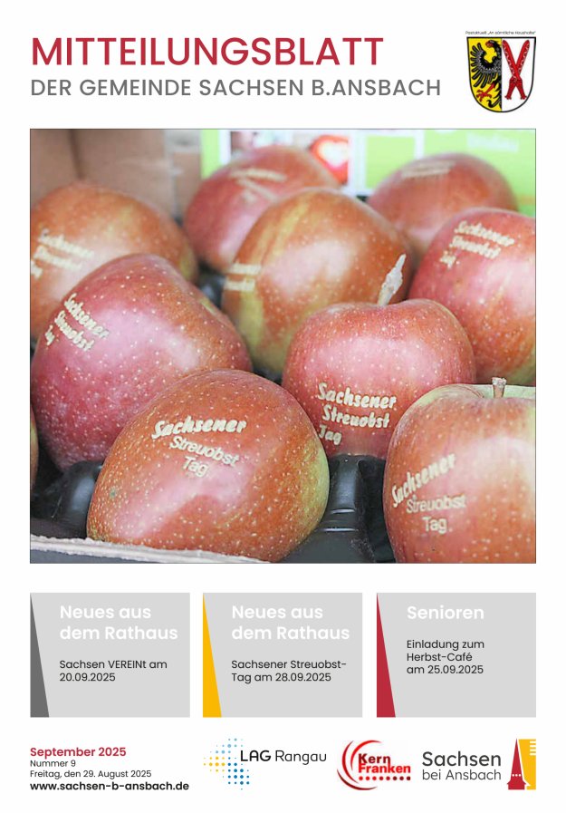 Titelblatt Amts- und Mitteilungsblatt der Gemeinde Sachsen b.Ansbach
