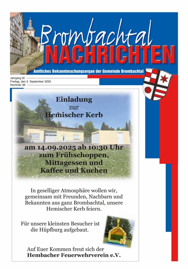 Titelblatt Brombachtal-Nachrichten. Amtsblatt der Gemeinde Brombachtal Ausgabe: 21/2024