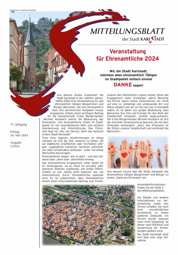 Titelblatt Mitteilungsblatt Karlstadt Ausgabe: 05/2024