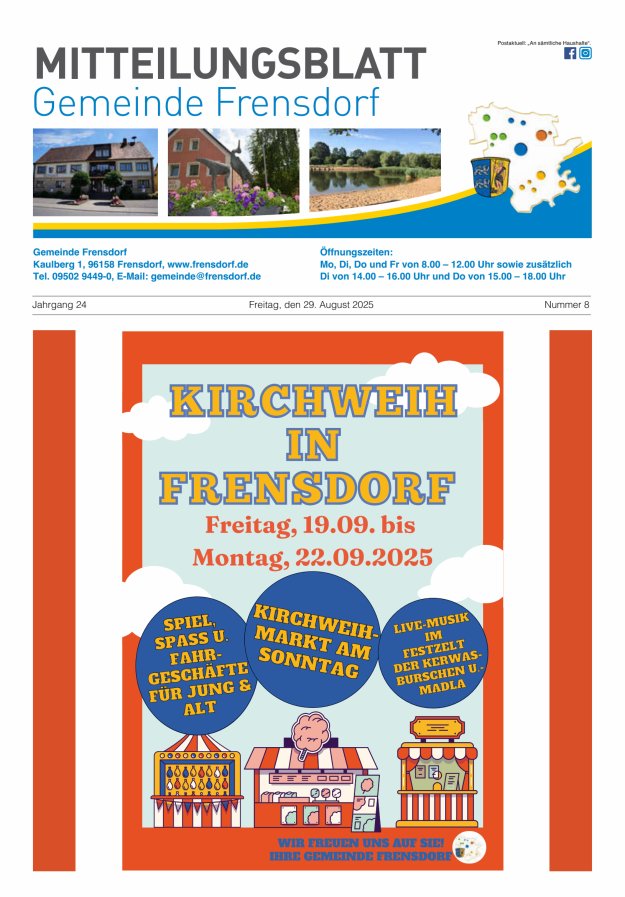 Titelblatt Mitteilungsblatt Gemeinde Frensdorf