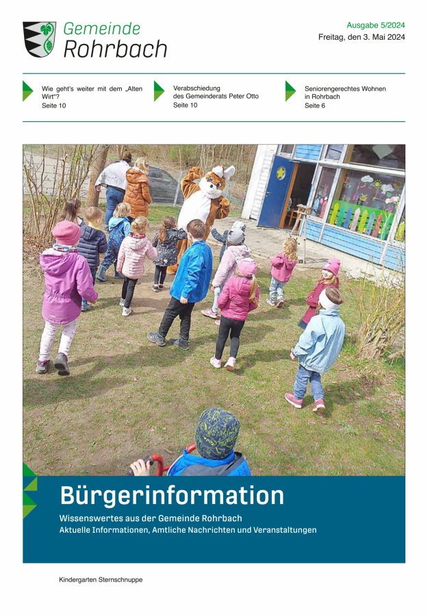 Titelblatt Bürgerinfo Gemeinde Rohrbach Ausgabe: 05/2024