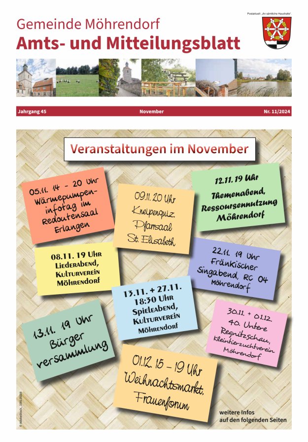 Titelblatt Amts- und Mitteilungsblatt Gemeinde Möhrendorf