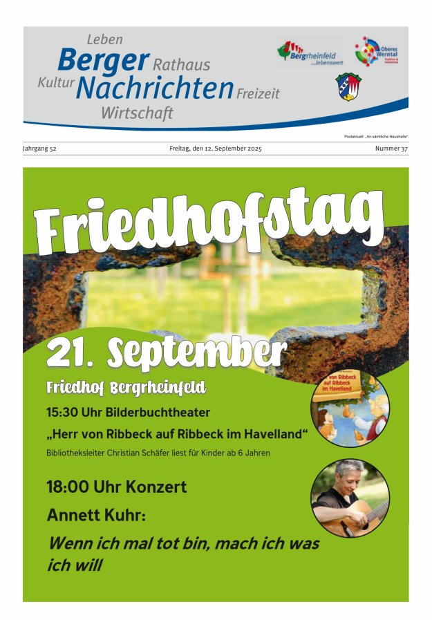 Titelblatt Berger Nachrichten, Bergrheinfeld