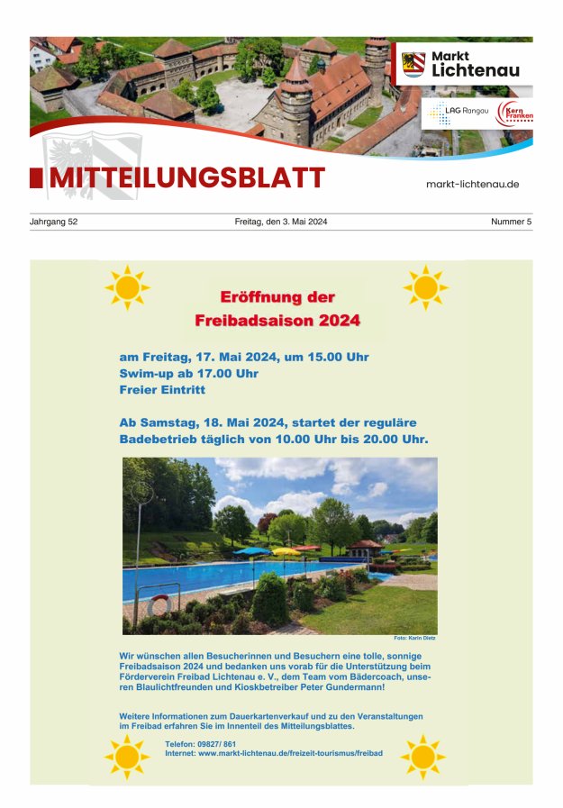 Titelblatt Mitteilungsblatt für den Markt Lichtenau Ausgabe: 05/2024