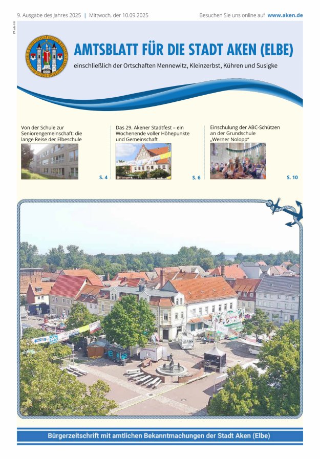 Titelblatt Amtsblatt der Stadt Aken (Elbe) Ausgabe: 05/2024