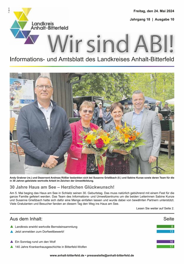 Titelblatt Informations- und Amtsblatt des LK Anhalt-Bitterfeld Ausgabe: 08/2024