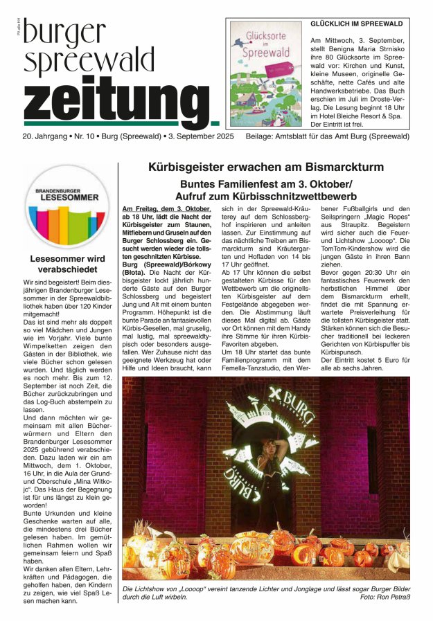 Titelblatt Burger Spreewald Zeitung - Amtsblatt für das Amt Burg (Spreewald)
