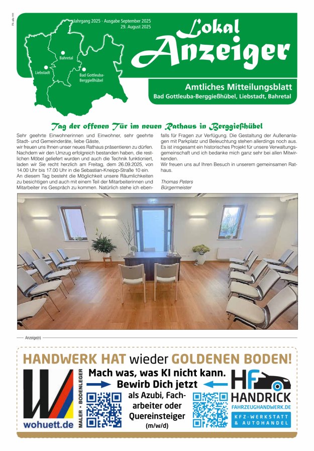 Titelblatt Lokal-Anzeiger - Amtliches Mitteilungsblatt Bad Gottleuba-Berggießhübel, Liebstadt, Bahretal