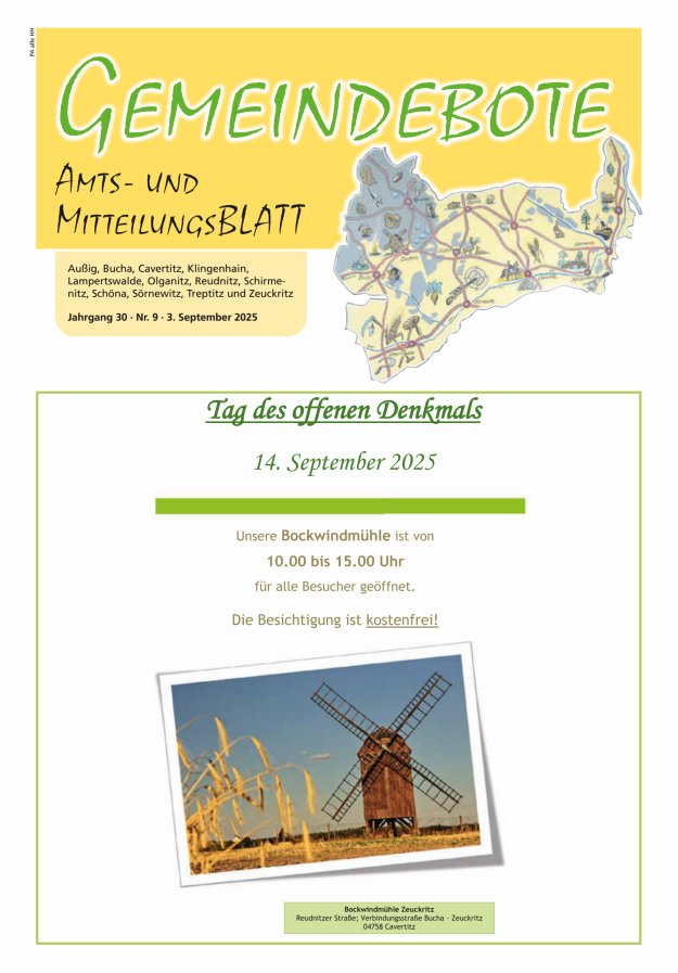 Titelblatt Gemeindebote - Amts- und Mitteilungsblatt
