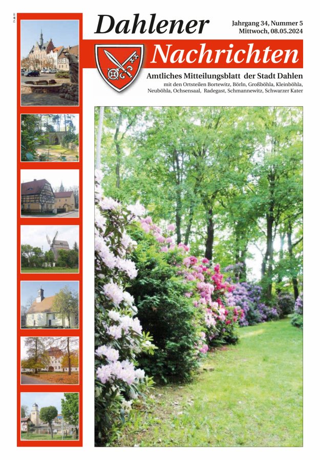 Titelblatt Dahlener Nachrichten | Amtliches Mitteilungsblatt der Stadt Dahlen Ausgabe: 05/2024