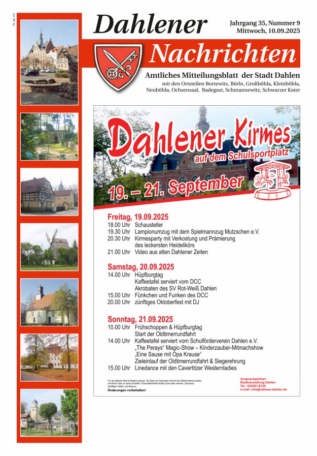 Titelblatt Dahlener Nachrichten - Amtliches Mitteilungsblatt der Stadt Dahlen
