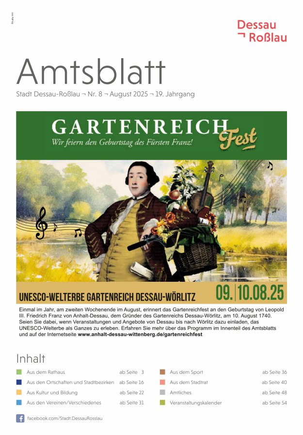 Titelblatt Amtsblatt Stadt Dessau-Roßlau Ausgabe: 05/2024