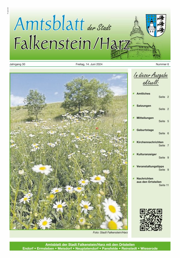 Titelblatt Amtsblatt der Stadt Falkenstein/Harz Ausgabe: 05/2024