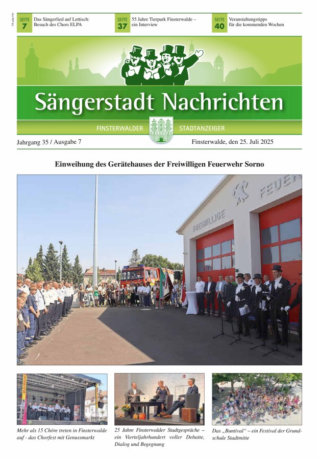 Titelblatt Sängerstadt Nachrichten | Amtsblatt für die Stadt Finsterwalde Ausgabe: 04/2024