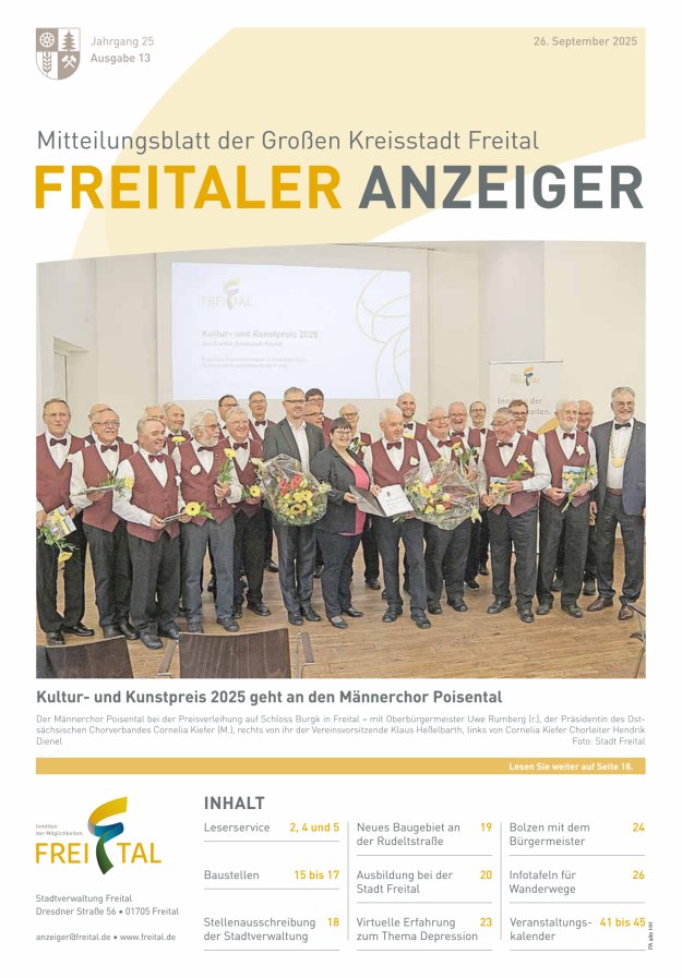 Titelblatt Freitaler Anzeiger | Amtsblatt der Großen Kreisstadt Freital Ausgabe: 09/2024