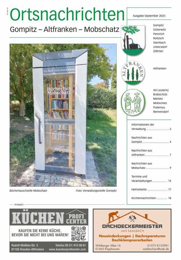 Titelblatt Ortsnachrichten Gompitz - Altfranken - Mobschatz Ausgabe: 04/2024