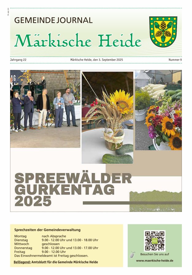 Titelblatt Gemeindejournal Märkische Heide – Amtsblatt für die Gemeinde Märkische Heide