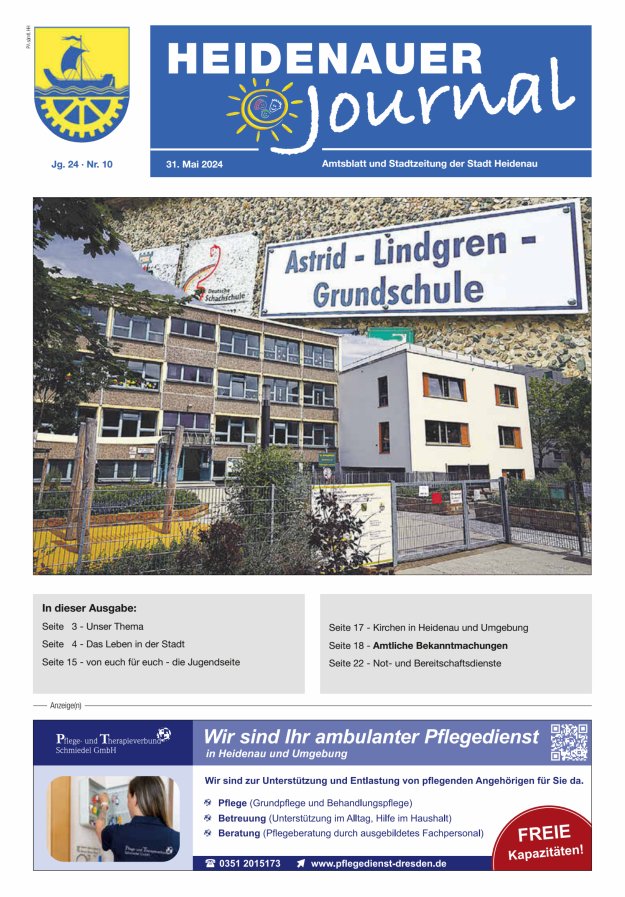 Titelblatt Heidenauer Journal - Amtsblatt und Stadtzeitung der Stadt Heidenau Ausgabe: 09/2024