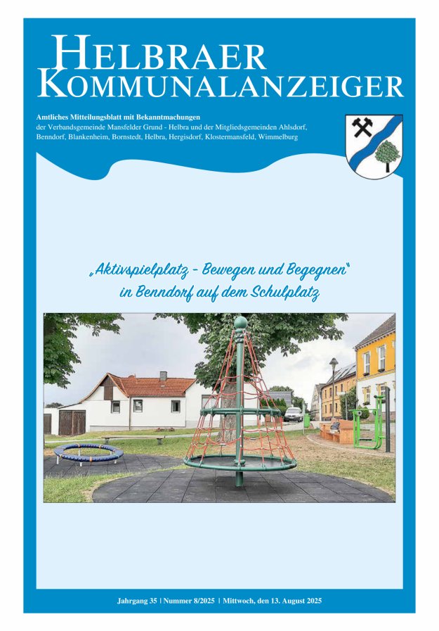 Titelblatt Helbraer Kommunalanzeiger – Amtliches Mitteilungsblatt mit Bekanntmachungen